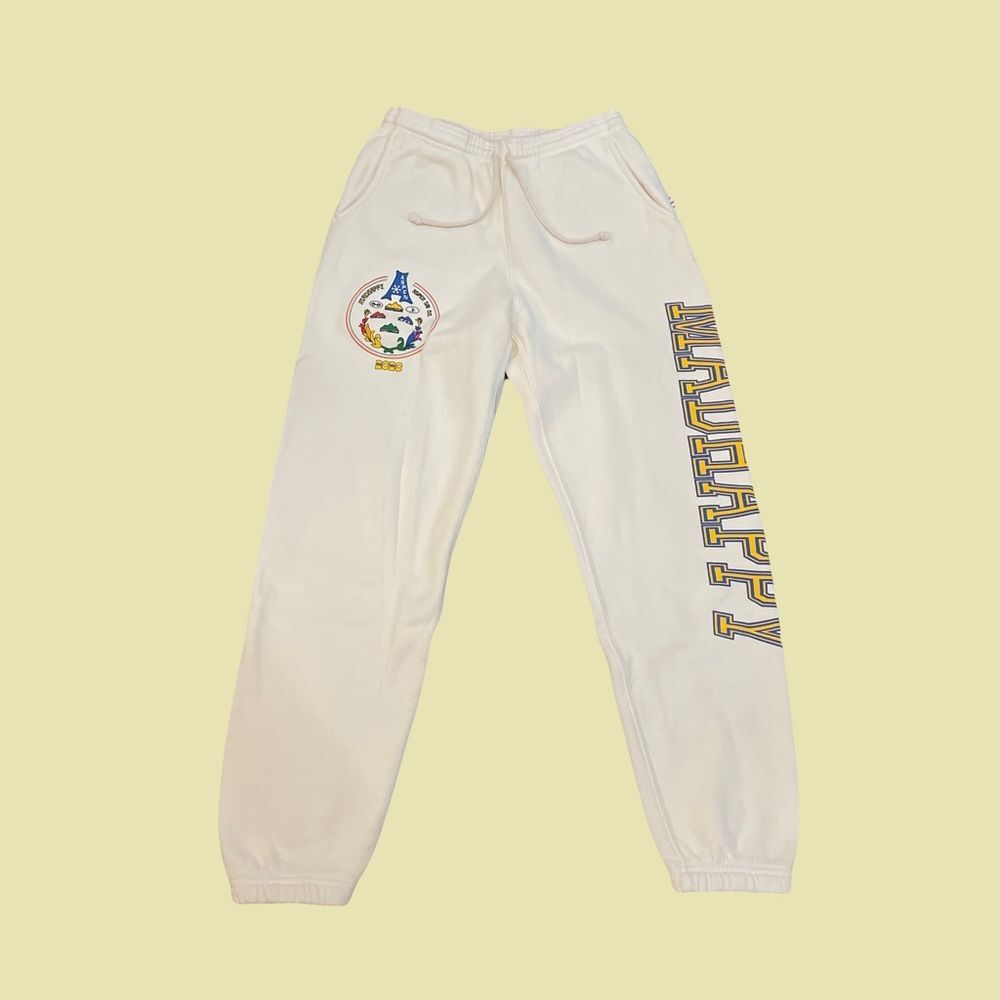Madhappy Extra Large XL Beige French Terry Embroidered Logo Printed yellow blue